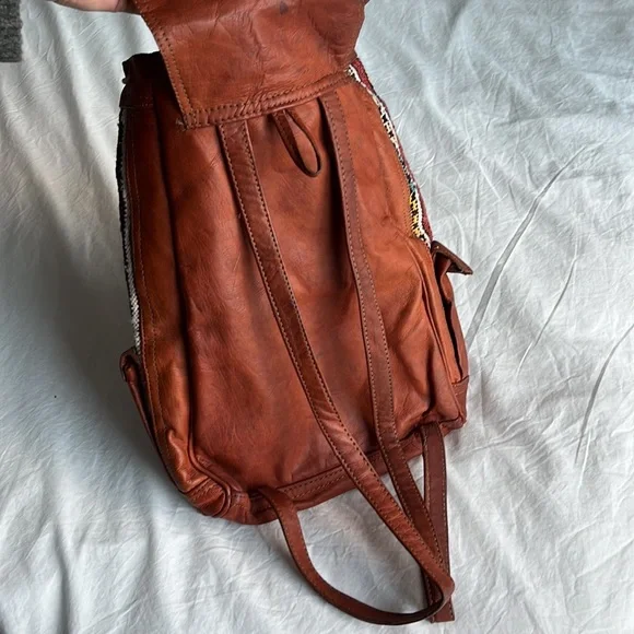 Real Leather Woven Backpack - Picture 5 of 5